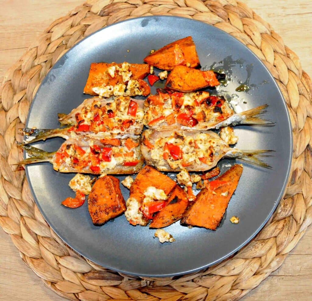 Baked stuffed sardines with sweet potatoes - Photo By Thanasis Bounas