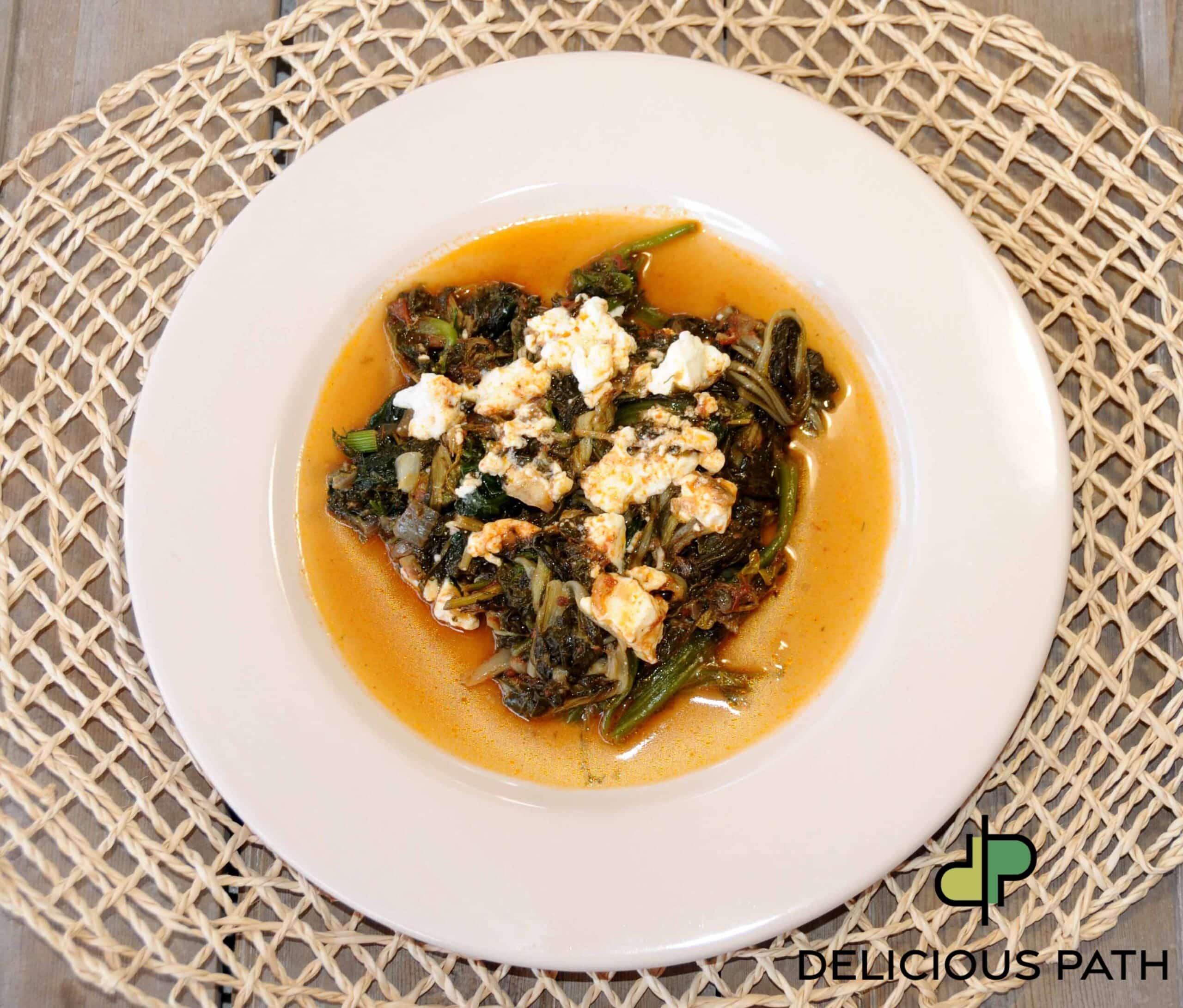 Spinach & Swiss Chard Stew with Feta | Hearty Mediterranean Greens